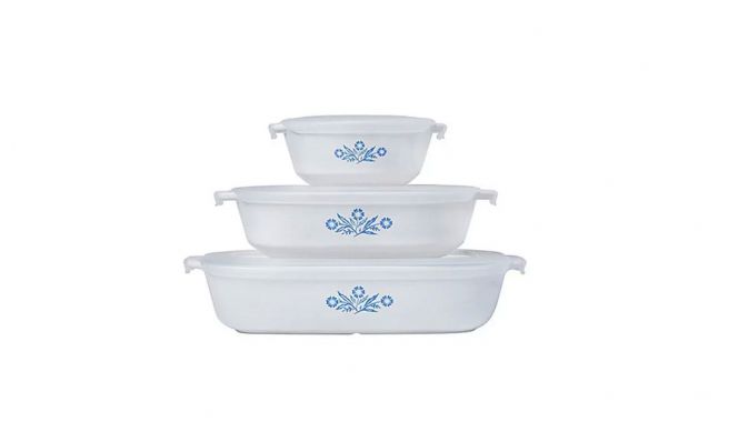 CorningWare in blue and white