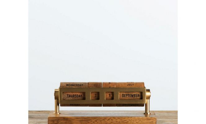 Wood & Brass Desk Calendar