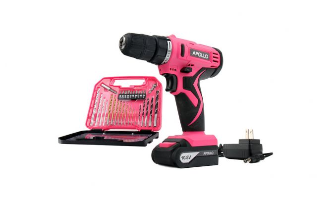 Apollo Tools hot pink cordless drill set