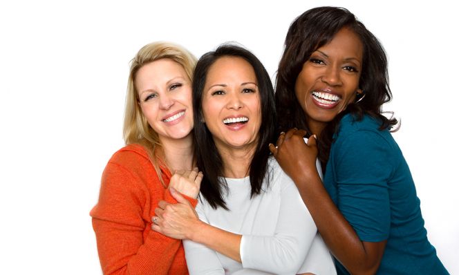diverse group of beautiful middle-aged women