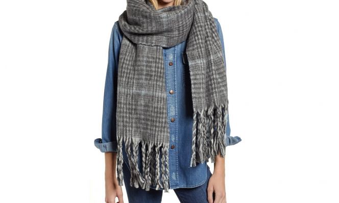 All Saints Plaid Brushed Wool Blanket Scarf
