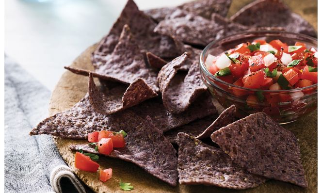 Jenny Craig blue corn chips and salsa