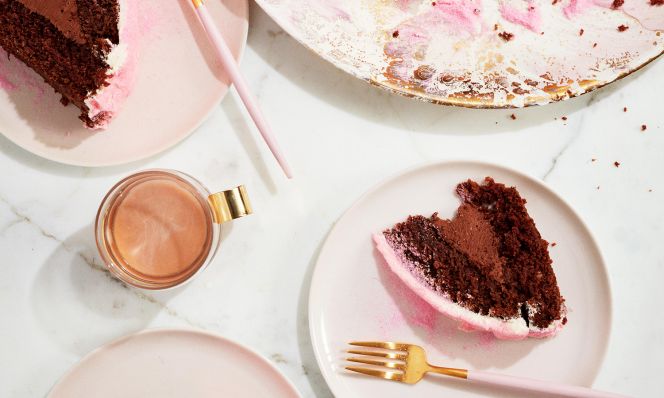 milk chocolate cake with marshmallow