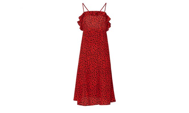 prom dress rental from Rent the Runway is the Leopard Long Red Silk Dress by The Kooples