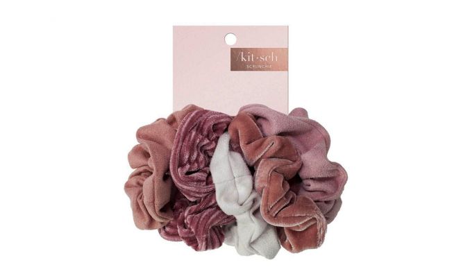 Kitsch Velvet Scrunchies in Blush/Mauve