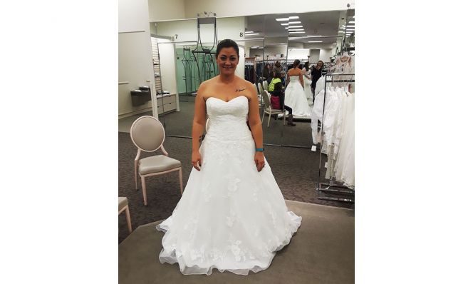 Melissa Mountain AFTER weight loss at wedding dress fitting