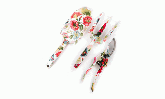 Green Thumb Style Morning Glory Gardening Tools Set in floral