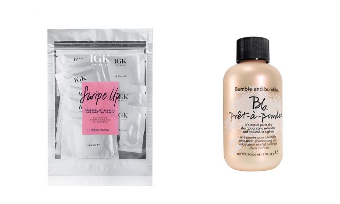 IGK Swipe Up Charcoal Dry Shampoo Hair Blotting Tissues and Bumble and Bumble Pret-a-Powder Dry Shampoo