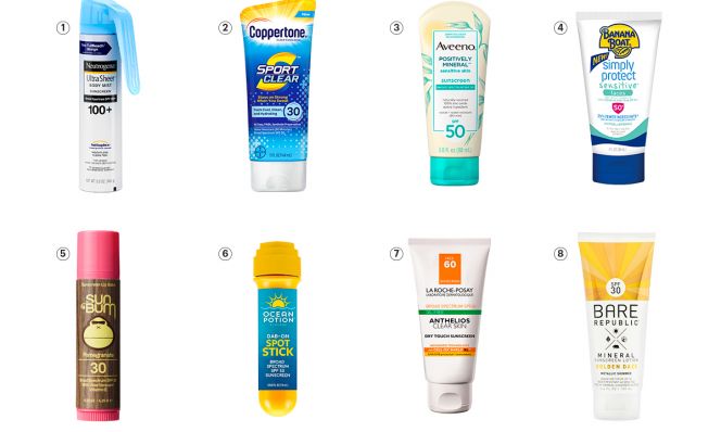 8 different sunscreens