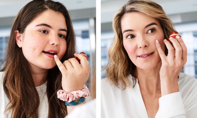 mother daughter applying makeup 2019